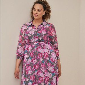 Torrid Maxi Woven Shirt Dress sz 1